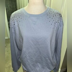 Wildfox Womens Light Blue Embellished Sleeve Sweatshirt sz L